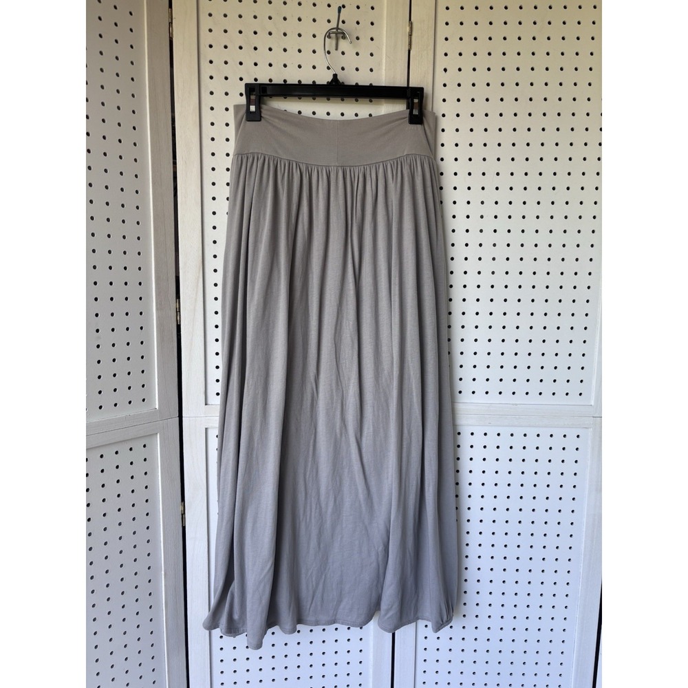 Garnet Hill Favorite Maxi Skirt Cotton Modal Pocket Gray Womens PM - Picture 5 of 7